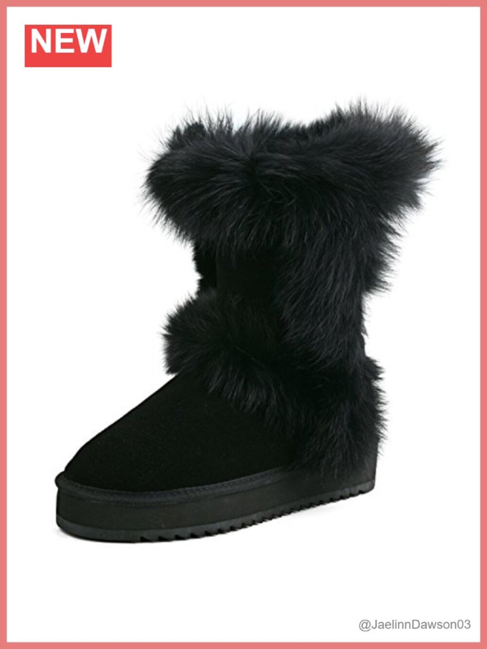 Waterproof Genuine Suede Faux Fur Trim Mid-Calf Snow Boots Platform Heel